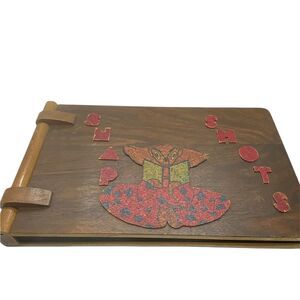 Photo Album Scrapbook Clown Retro Novelty Vintage Wooden Snap Shots Flaw Unused